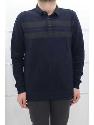 Santa Fistan Store Erkek Desenli Spor Kesim Normal Kalıp Polo Yaka Selanik Kumaşlı Kışlık Kazak