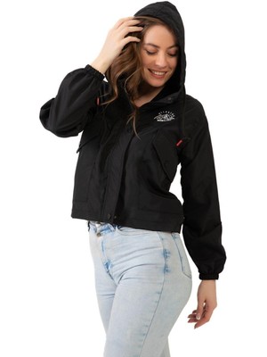 Freemen Kadın Su Geçirmez ve Rüzgara Dayanıklı Kapüşonlu Çıt Çıtlı Mevsimlik Yağmurluk