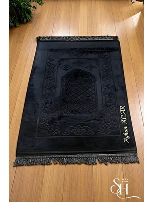Safa Gift Kişiye Özel Isimli Lüx Kalın Kadife Peluş Kaymaz Taban Seccade, Çeyizlik Hediyelik Tesbihli Seccade