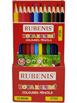 Rubenis Tam Boy 12 Renk Kuru Boya Kalemi Karton Kutu