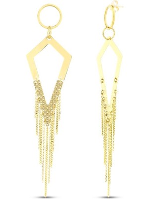 Assos Pırlanta Tasarım Altın Küpe - 14K