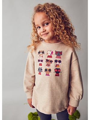 Mayoral Kız Çocuk Bej Sweat Gri Tayt Takım 4722