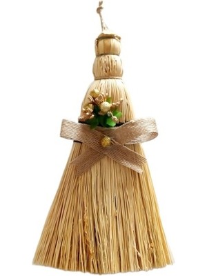 Yaldızlı Çiçekli Dekoratif Süpürge Duvar Süsü