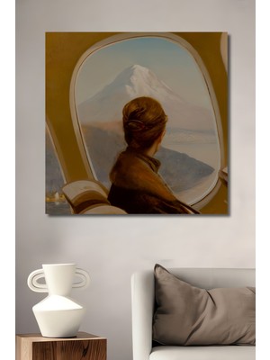 Teona Ahşap Yağlı Boya Görünümlü Ahşap Dekoratif Tablo Dağın Zirvesine Yolculuk Modern Sanat Dikdörtgen Tablo