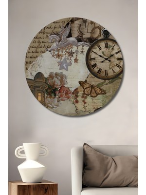 Teona Ahşap Ahşap Dekoratif Tablo Gızemlı Antik Dünya Yağlı Boya Görünümlü Modern Sanat Yuvarlak Tablo