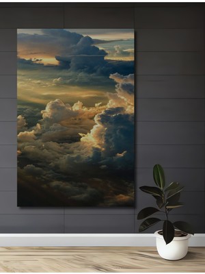 Teona Ahşap Gün Batımı Bulut Sanat Desenli Ahşap Dekoratif Tablo Dikdörtgen Tablo