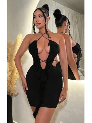 R Ruselin Siyah Fantezi Elbise 5086