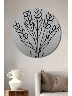 Teona Ahşap Lavanta Buketi Sulu Boya Görünümlü Dekoratif Ahşap Tablo Yuvarlak Tablo