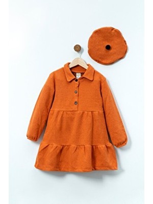 Aden Kids Kırçılı Kaşe Kız Çocuk Elbisesi (3-8 YAŞ) - Şapkalı, Kışa Özel Tasarım
