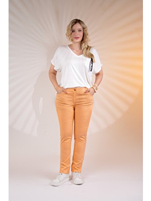 Roxxlen Büyük Beden Pamuklu Boru Paça Pantolon