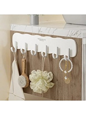 Doori Kendinden Güçlü Yapışkanlı 6 Lı Askı Kırılmaz Plastik Kaliteli Banyo Mutfak Kapı Duvar Askısı