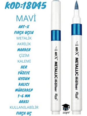 Fırça Uçlu Metalik Akrilik Marker Çizim Kalemi Her Yüzeye Uygun Kalıcı Mürekkep 1-6 mm Uç Art-X
