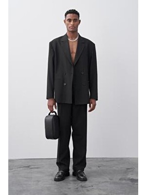 Vamos Rahat Kalıp Kruvaze Takım Elbise Siyah