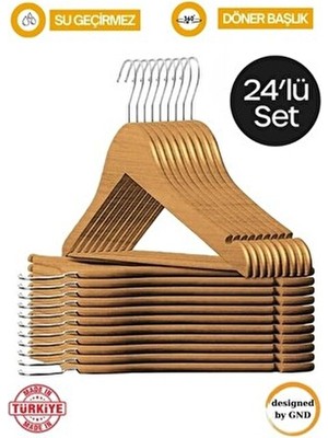 Hausgarten 24 Adet - Ahşap Görünümlü Plastik A Kalite Elbise Askısı Ahşap Renk