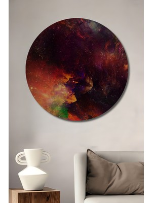 Teona Ahşap Gökkuşağı Rüyası Yağlı Boya Görünümlü Ahşap Dekoratif Tablo Yuvarlak Tablo