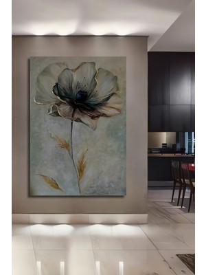 Teona Ahşap Altın Varaklı Bohem Çiçek Yağlı Boya Görünümlü Ahşap Dekoratif Tablo Dikdörtgen Tablo