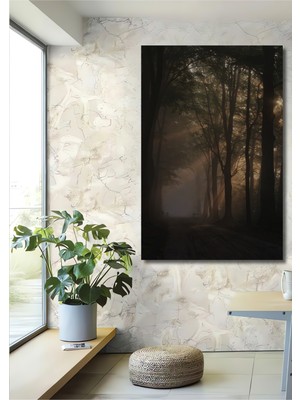 Teona Ahşap Gızemlı Orman Yolu Işıl Işıl Yağlıboya Görünümlü Ahşap Dekoratif Tablo Dikdörtgen Tablo