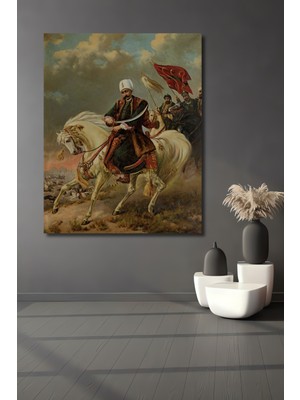 Teona Ahşap Fatih Sultan Mehmet Yağlı Boya Görünümlü Ahşap Dekoratif Tablo Dikdörtgen Tablo