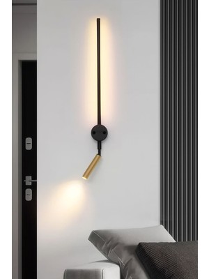 Mikro Aydınlatma Samsung Ledli Dekoratif Duvar Aplik Otel Salon Yatak Odası Tekli Siyahkasa Gold Başlık Günışığı