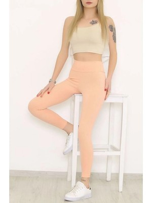 Modellife Somon Kadın Fitilli Tayt, Toparlayıcı Yüksek Bel Fitilli Spor, Günlük Rahat Tayt