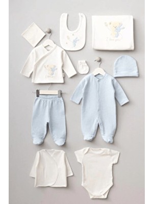 Bebitof 10 Parça Unisex Yenidoğan Hastane Çıkış Seti – Pamuklu Organik Bebek Kutulu Zıbın Takımı