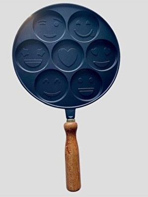 Anatolia Granit Pankek Tava Gülenyüz Emojili Krep Tava 26 cm Siyah Sökülebilir Kulplu