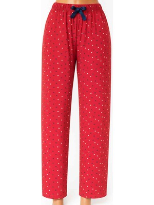 Made By Me Büyük Beden Kırmızı Yıldız Desenli Yumuşak Pijama Altı