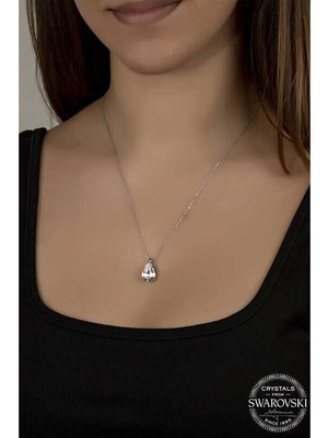 Ucarticaret Swarovski Crystal Taşlı Damla Gümüş Kadın Kolye