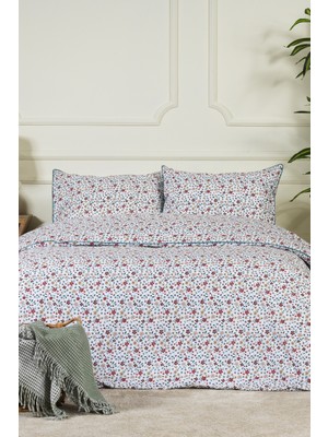 Elart Aria Nevresim Takımı Çift Kişilik Lastikli Çarşaf %100 Pamuk Ranforce Dantelli (200X220 Cm) Kırmızı