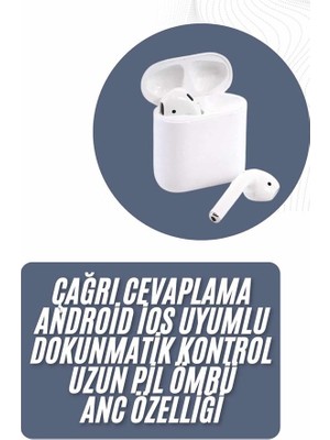 2025 Model Çağrı Cevaplayabilen Bluetooth Kulaklık Beyaz Dokunmatik Kontrol