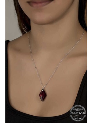 Ucarticaret Swarovski Crystal Taşlı Ametist Top Zincir Gümüş Kadın Kolye