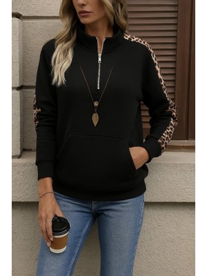 Moderie Butik Kadın Uzun Kollu Balıkçı Yaka Önden Fermuarlı Polar Bluz