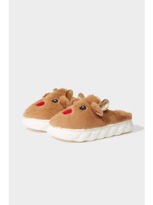 DeFacto Kadın Yılbaşı Temalı Düz Taban Ev Terliği F1529AX25WN