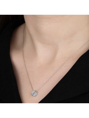 Ucarticaret Swarovski Taşlı Gümüş Çember Tektaş Bayan Kolye