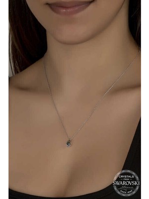 Ucarticaret Swarovski Crystal Taşlı Damla Gümüş Kadın Kolye