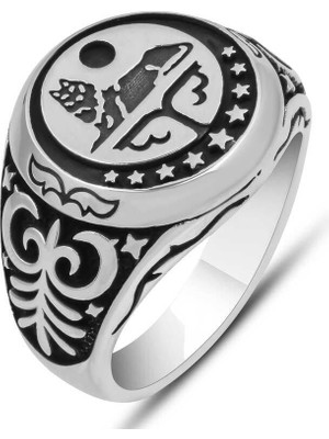 Gumush Hk Gümüş Erkek Yüzük Kurt Motifli |Gümüş Takı Hediyelik Ürünler