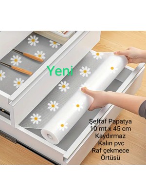10 Metre x 45 cm Buz Dolabı Desenli Şeffaf Dolap Içi, Çekmece Raf Örtüsü Kaydırmaz