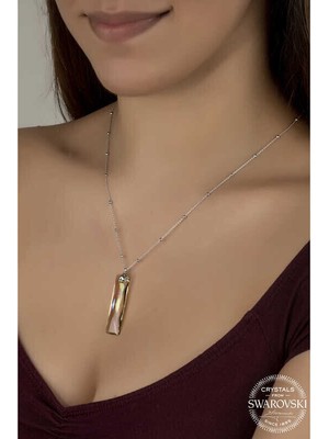 Ucarticaret Swarovski Crystal Taşlı Top Zincir Baget Gümüş Kadın Kolye