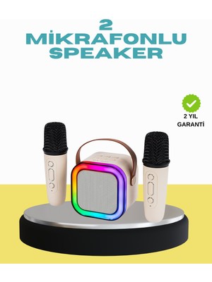 LED Işıklı Taşınabilir Karaoke Hoparlör – USB & Aux Girişli