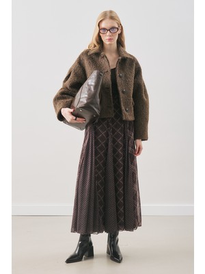 Manuka Boucle Kısa Kaban Kahverengi