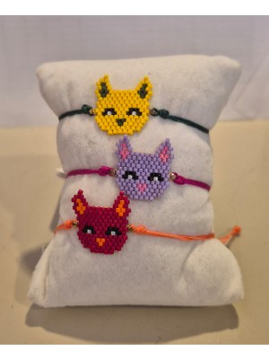 Miyuki Taşlı Kedi Figürlü Bileklik