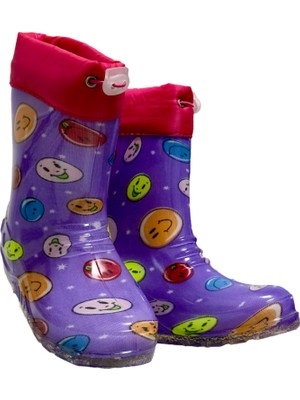 papucumun dünyası Içi Termal Tüylü Dışı Lastik Uzun Çizme Su Geçirmez Dayanıklı Kaymaz Taban (24-37 Numara)