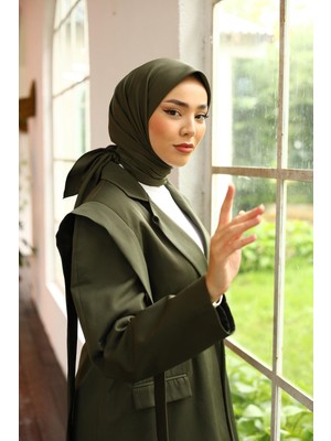 Haki Silk Home Düz Twill Polyester Eşarp