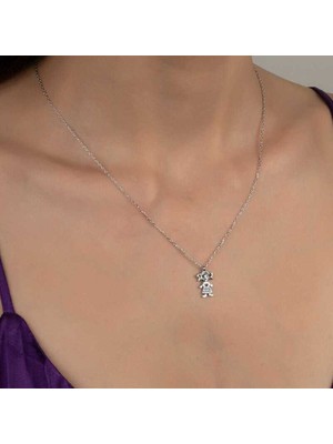 Ucarticaret Swarovski Taşlı Gümüş Kız Çocuk Bayan Kolye