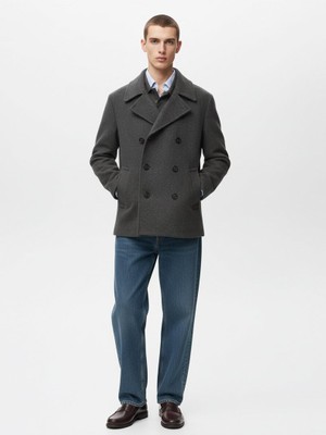 LTB Uzun Kollu Çift Düğmeli Kaşe Antrasit Mont