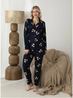 Boyraz Süet Düğmeli Pijama Takımı