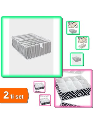 Hereveoyuncak 8 Bölmeli Akordiyon Çekmece Düzenleyici + 12 Bölmeli Mozaik Desen Organizer - 2li Set GHI456