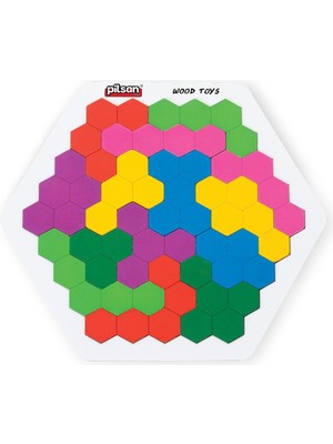 Pilsan  Desen Kartlı Ahşap Petek Puzzle 15 Parça