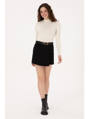 U.S. Polo Assn. Kadın Siyah Jean Şort Etek 50309327-DN0027