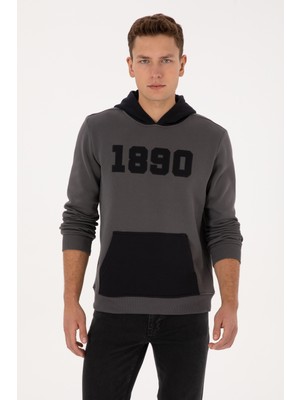 U.S. Polo Assn. Erkek Regular Fit Kapüşonlu Şardonlu Gri Sweatshirt 50316359-VR024
